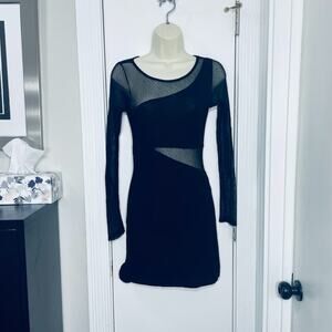 Estam Banded Dress S Sheer Cut-Out Polka Dot Bodycon Small Hoco USA Made